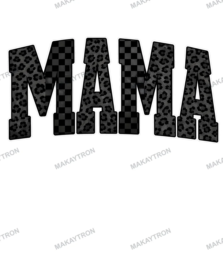 Neutral Mama Leopard Checkerboard Graphic for Apparel text only for t shirt with bold typography style