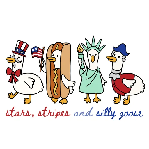 Stars Stripes and Silly Goose Patriotic 4th of July Graphic text graphic for t shirt with patriotic style