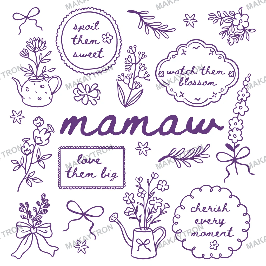 Mamaw Grandma Floral Hand Drawn Quotes Design text graphic for t shirt with hand drawn style