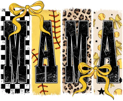 Softball Mama Distressed Leopard Checkerboard Bow Graphic text graphic for t shirt with distressed style