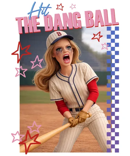 Hit The Dang Ball Funny Baseball T Shirt Design text graphic for t shirt with retro style