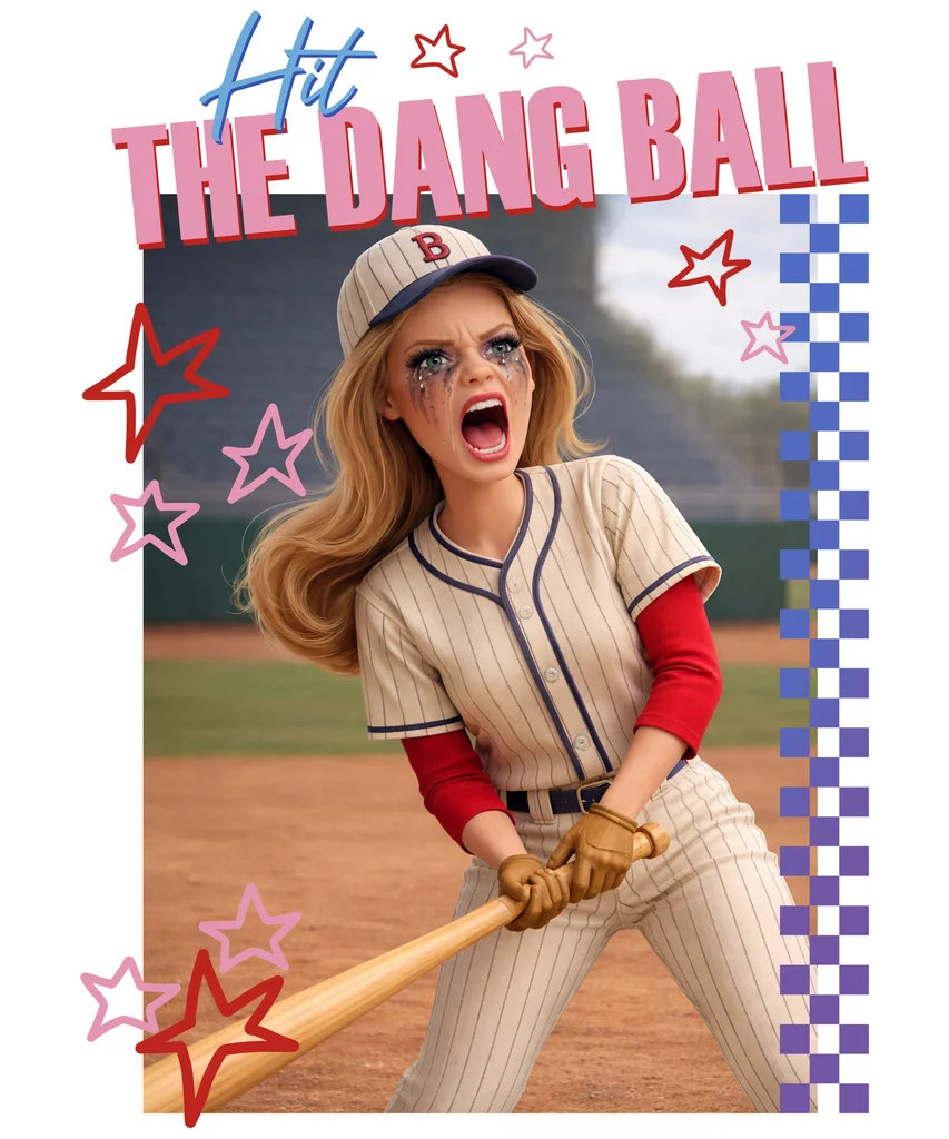 Hit The Dang Ball Funny Baseball T Shirt Design text graphic for t shirt with retro style