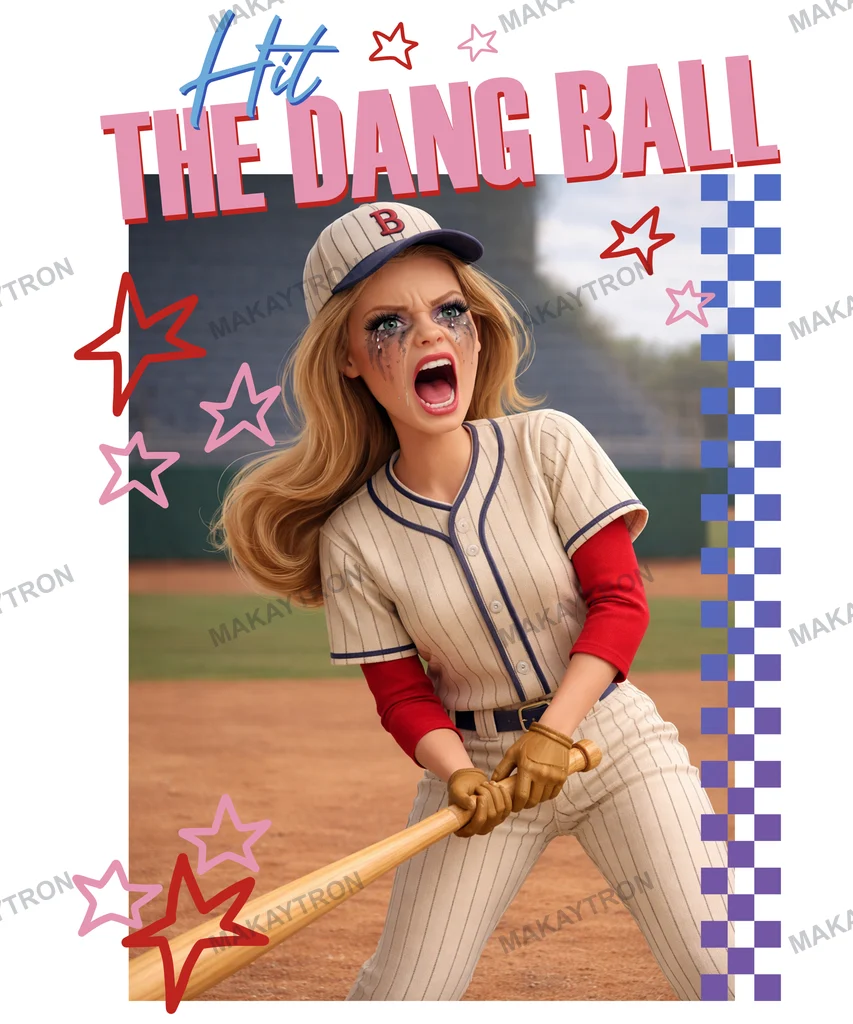 Hit The Dang Ball Funny Baseball T Shirt Design text graphic for t shirt with retro style
