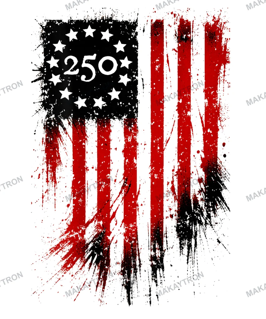 Back preview of 1776 2026 Revolutionary Soldier USA 250 Graphic text graphic for t shirt with grunge style