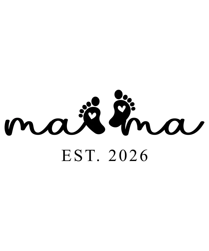 Mama Est 2026 Pregnancy Announcement T Shirt Design text graphic for t shirt with minimal style