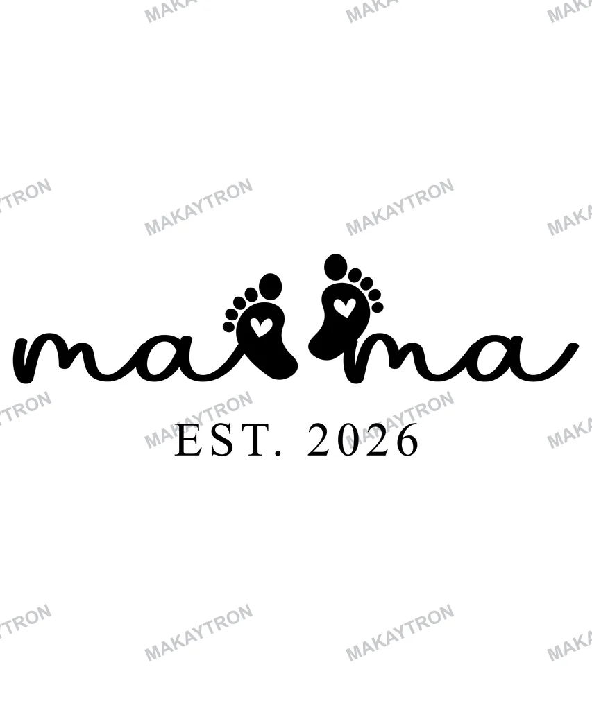 Light preview of Mama Est 2026 Pregnancy Announcement T Shirt Design text graphic for t shirt with minimal style