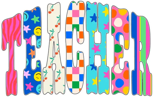 Groovy Retro Teacher Appreciation Design typography for t shirt with groovy style