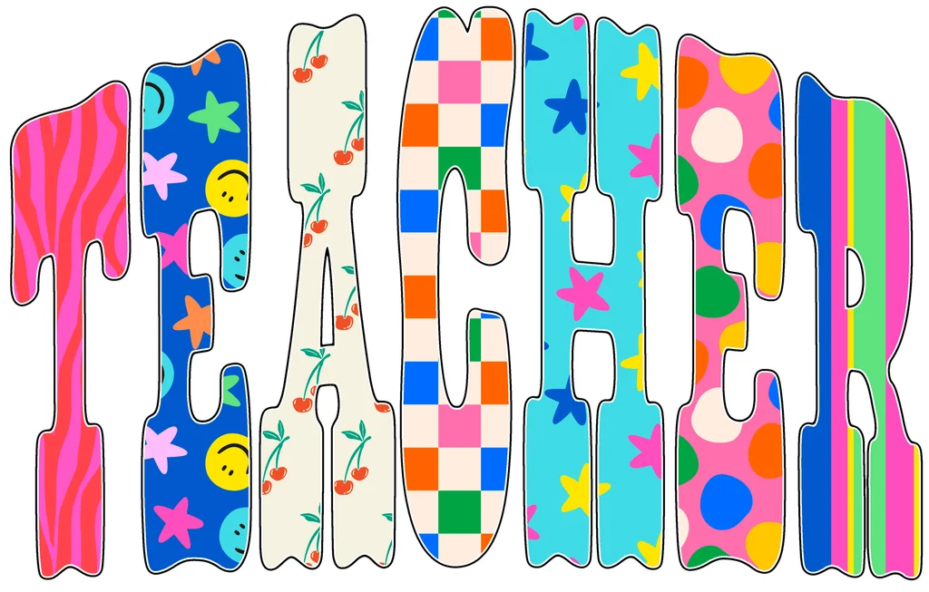 Groovy Retro Teacher Appreciation Design typography for t shirt with groovy style
