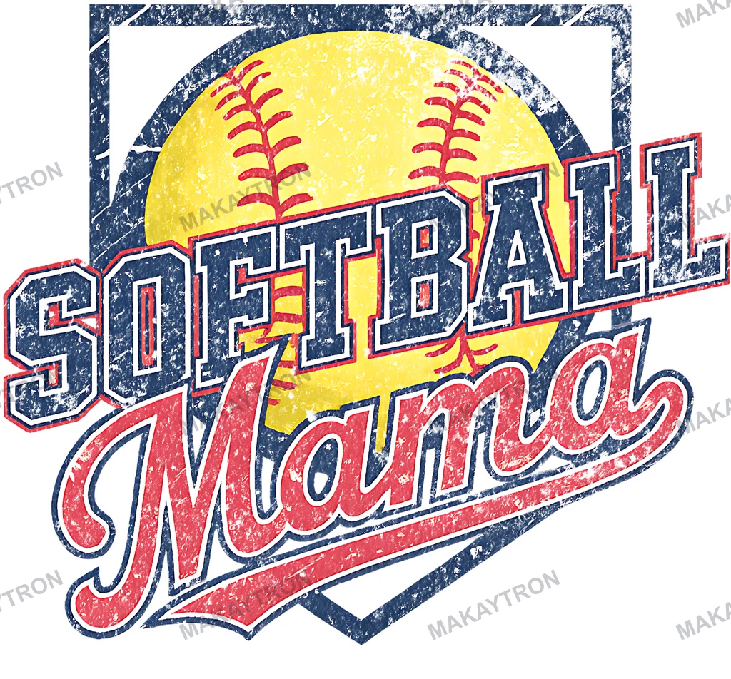 Distressed Softball Mama Sports Mom Graphic text graphic for t shirt with distressed style