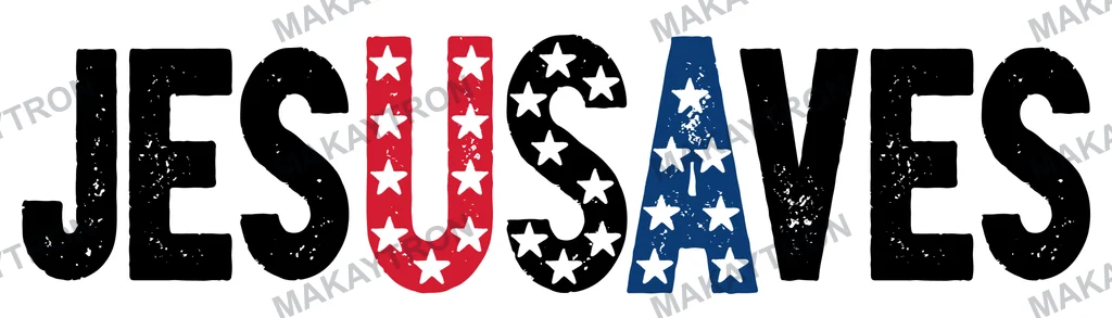Front preview of Patriotic Jesus Saves Distressed Christian T Shirt Design typography for t shirt with patriotic style