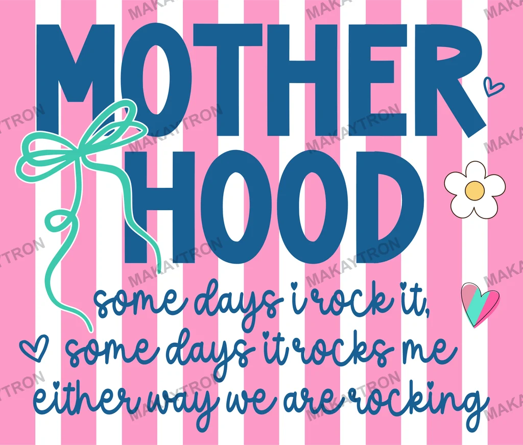 Cute Motherhood Quote T Shirt Design with Bow and Hearts text graphic for t shirt with cute style