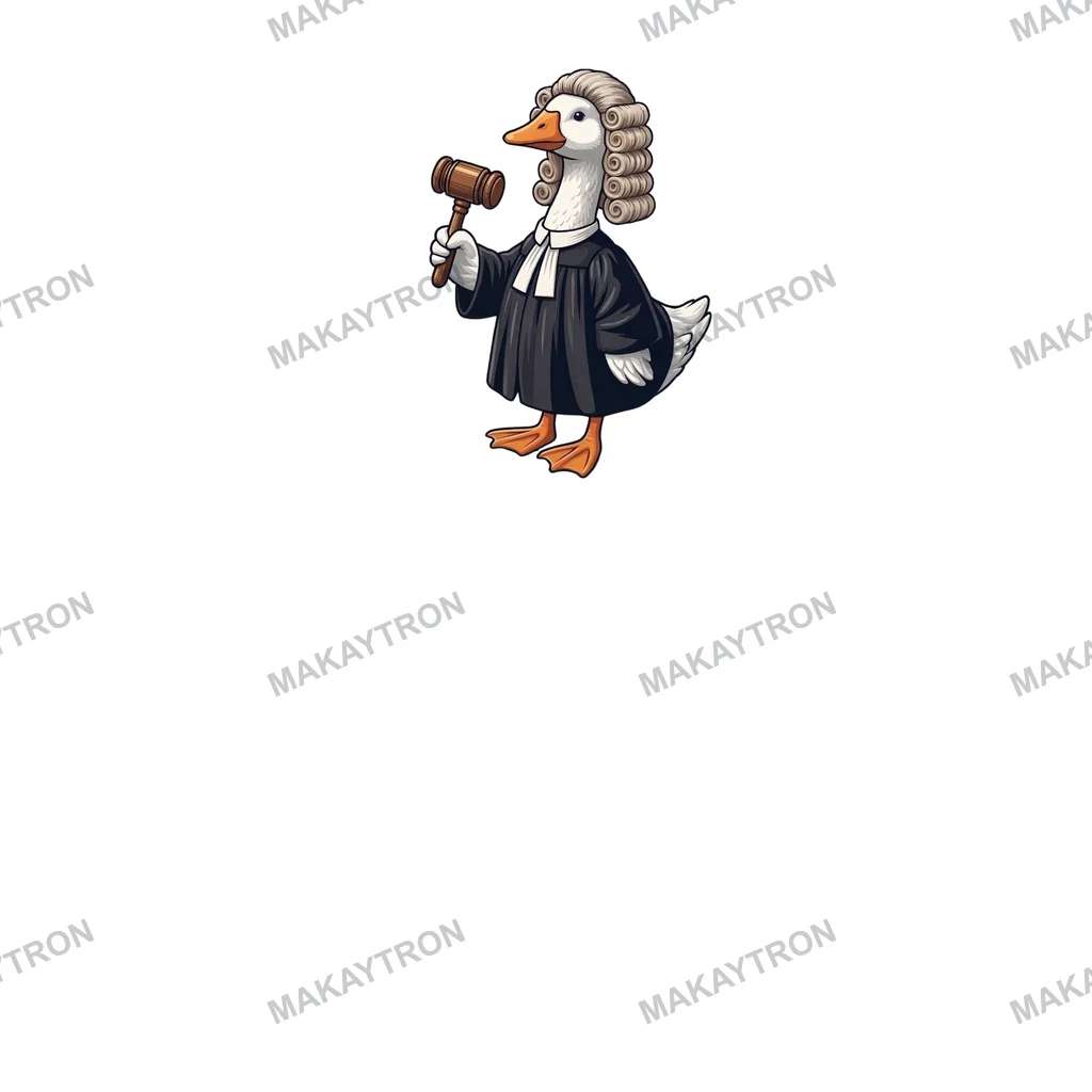 Dark preview of Funny Judge Goose Your Honor That's Crazy Sarcastic Design text graphic for t shirt with cartoon style
