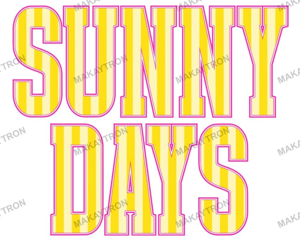 Preppy Sunny Days Pink and Yellow Striped Typography typography for t shirt with preppy style